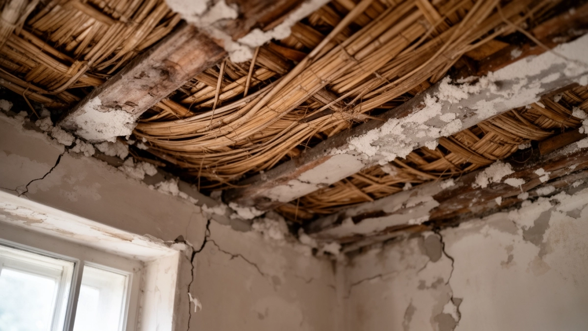 Sufit z trzciny remont